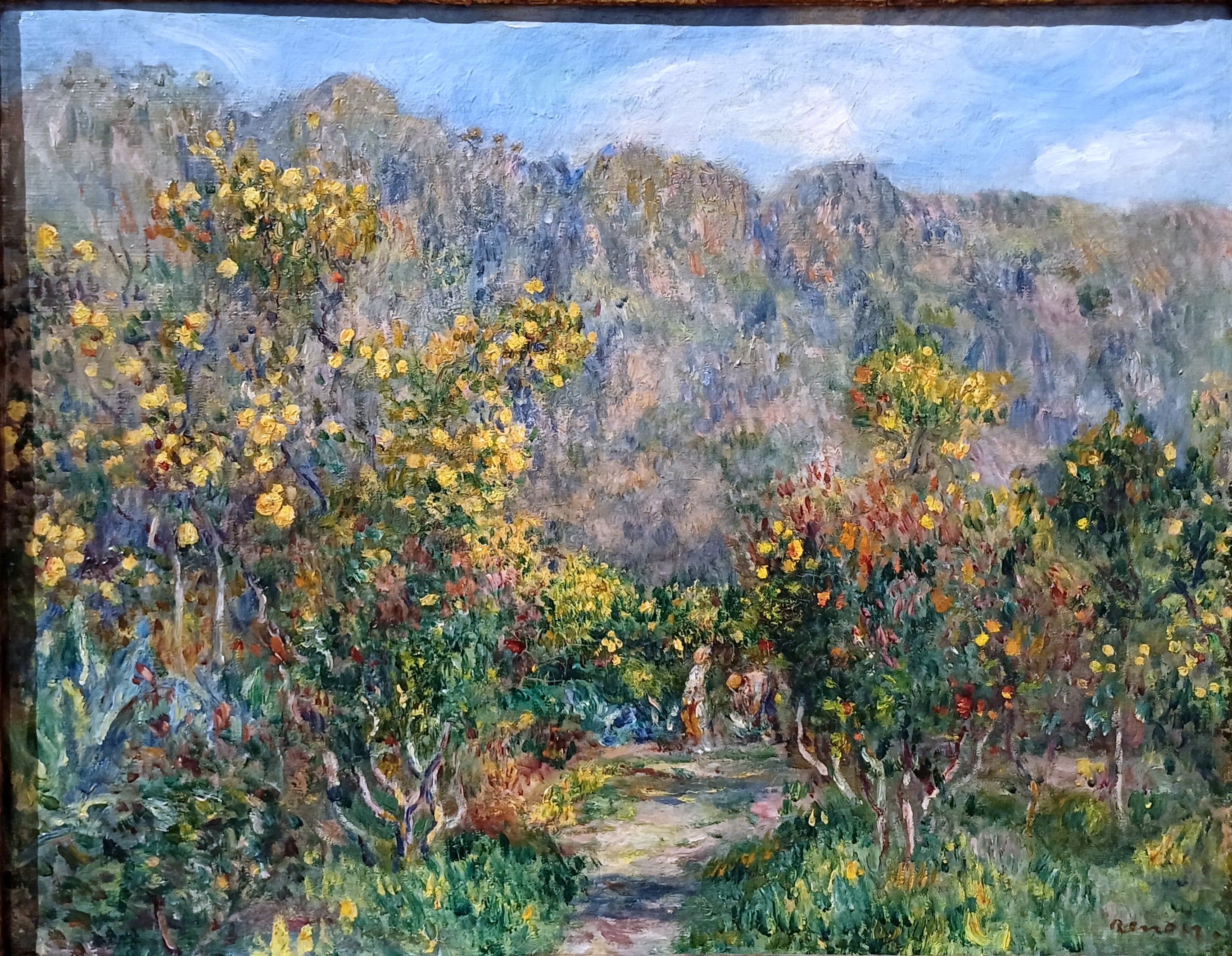 Reproduction du tableau « Paysage aux mimosas - Pierre-Auguste Renoir » par Alpha Reproduction en peinture à l’huile