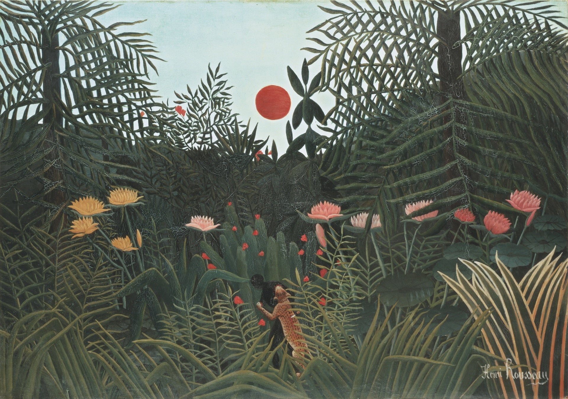 Forêt vierge au soleil couchant - Henri Rousseau