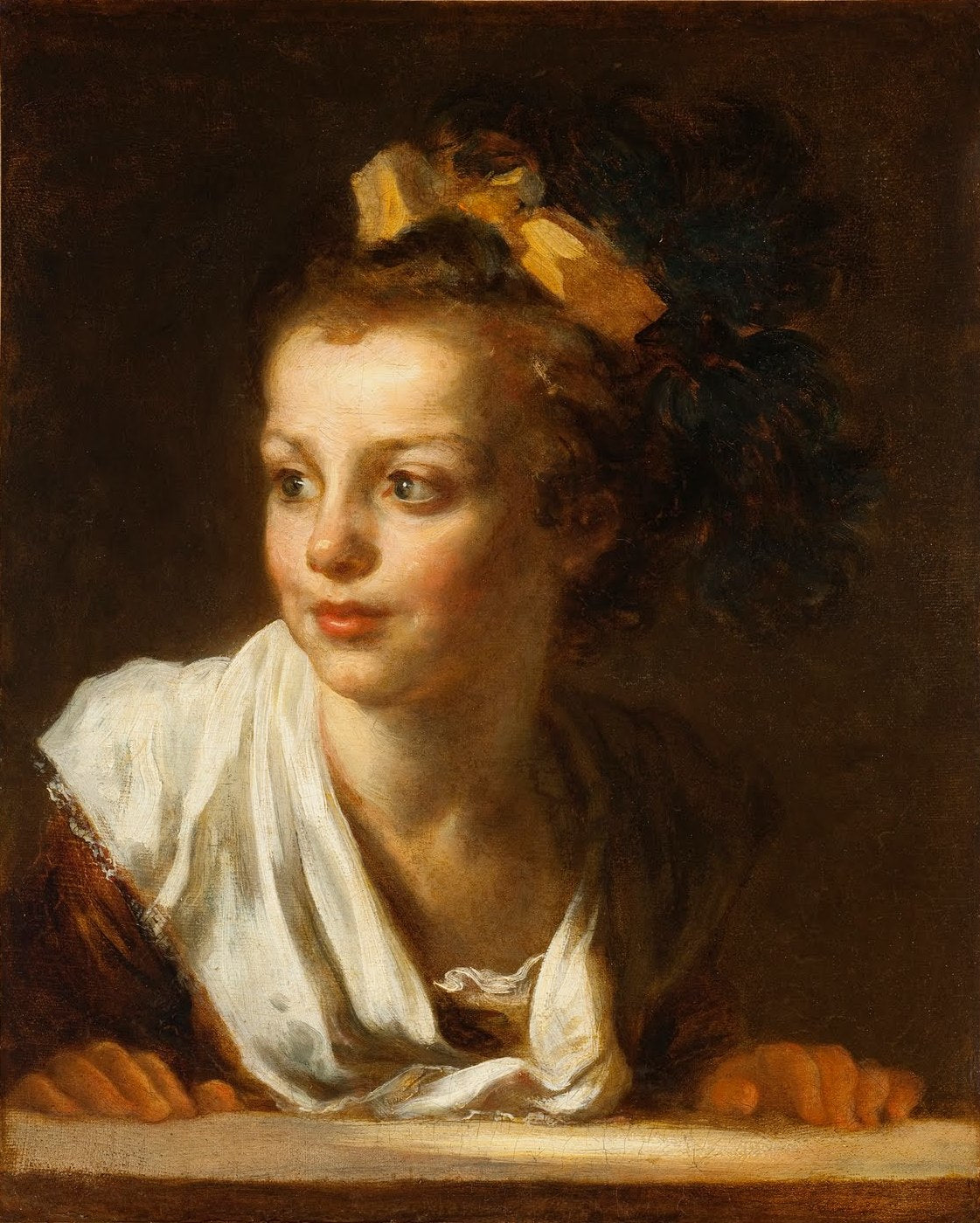 Jeune fille appuyée sur le rebord d'une fenêtre - Jean-Honoré Fragonard