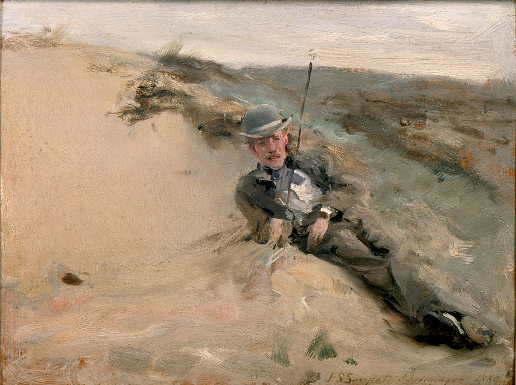 Reproduction du tableau « Portrait de Ralph Curtis sur la plage de Scheveningen - John Singer Sargent » par Alpha Reproduction en peinture à l’huile