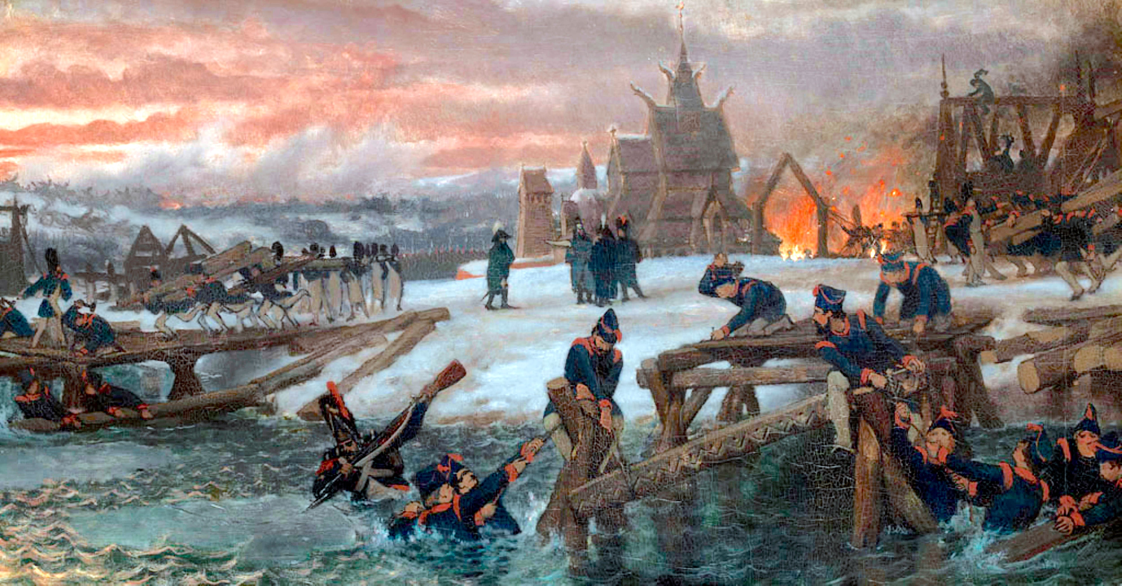 1812. Le Capitaine Benthien à la Bérézina - Lawrence Alma-Tadema