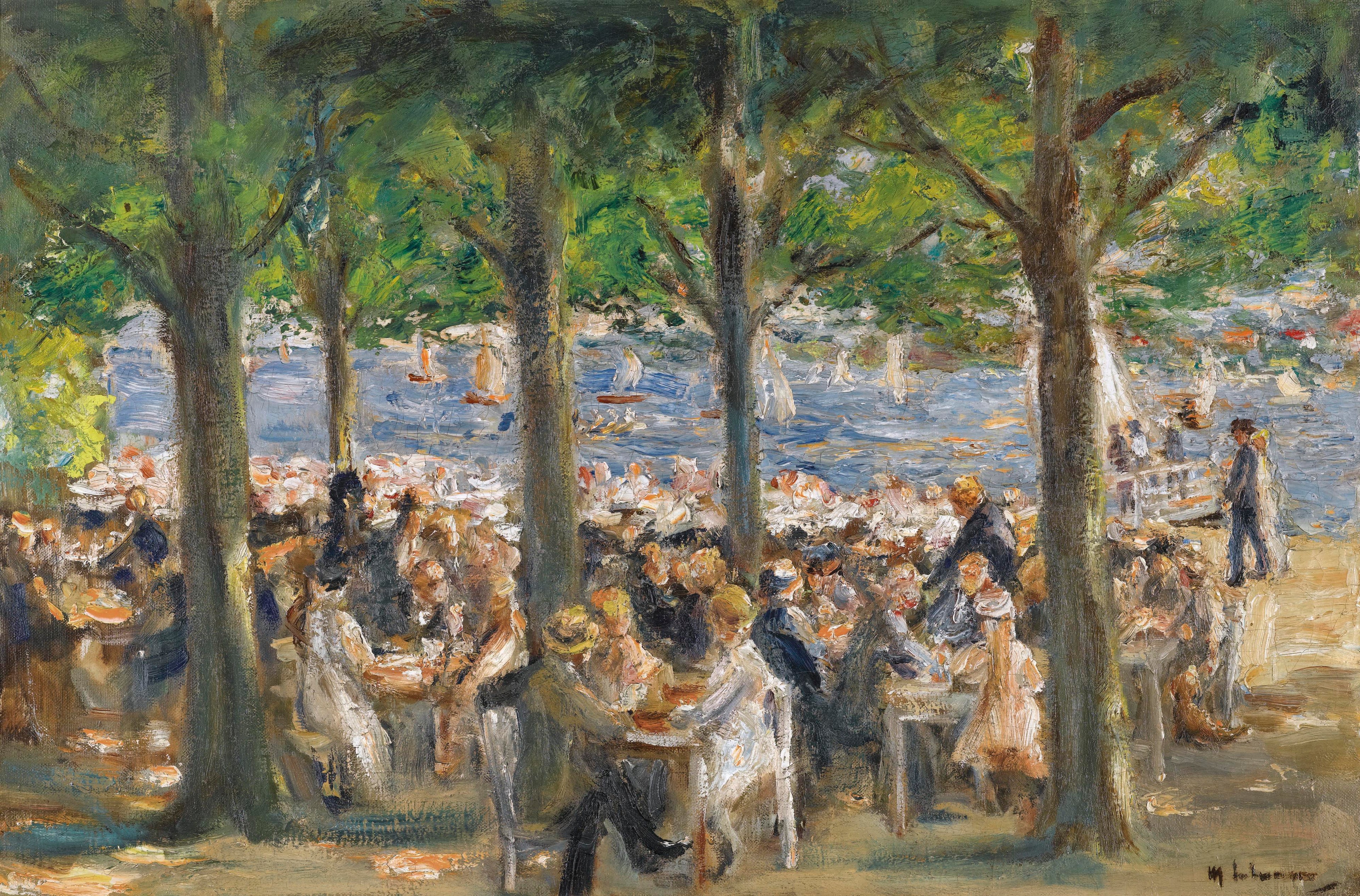 Biergarten ใกล้แม่น้ำ Havel ใต้ต้นไม้ - Max Liebermann