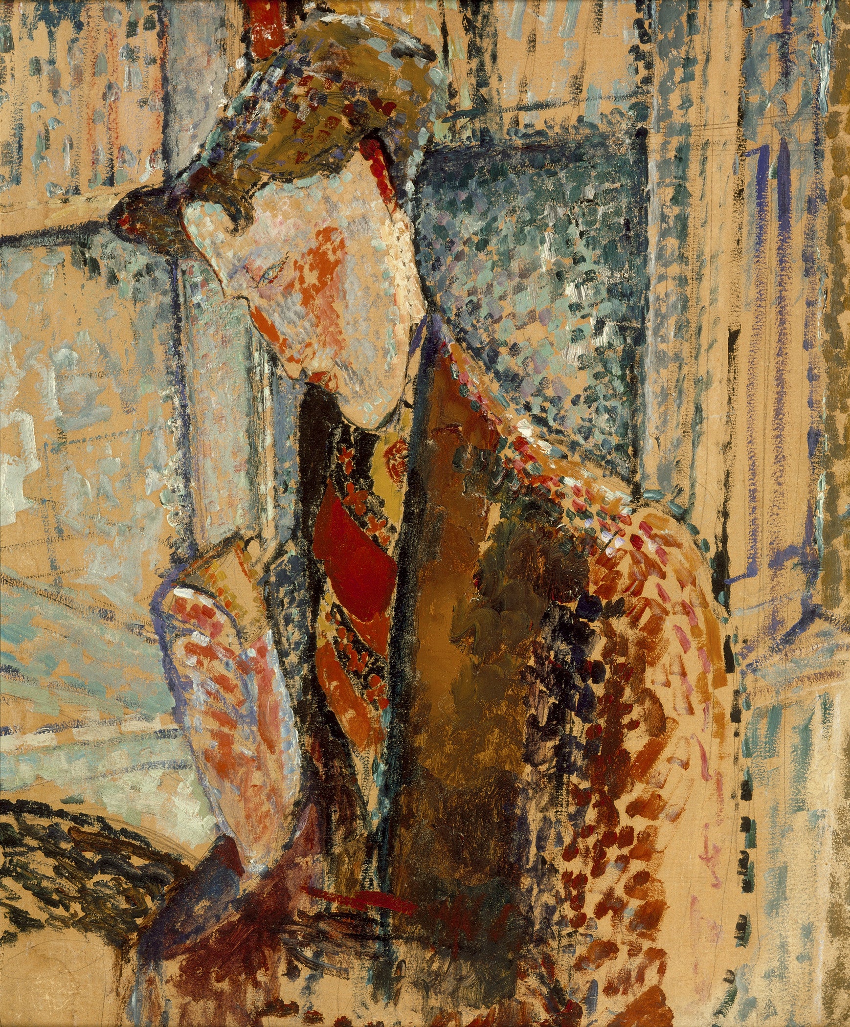 Reproduction du tableau « Rêverie (Étude pour le portrait de Frank Burty Haviland) - Amedeo Modigliani » par Alpha Reproduction en peinture à l’huile