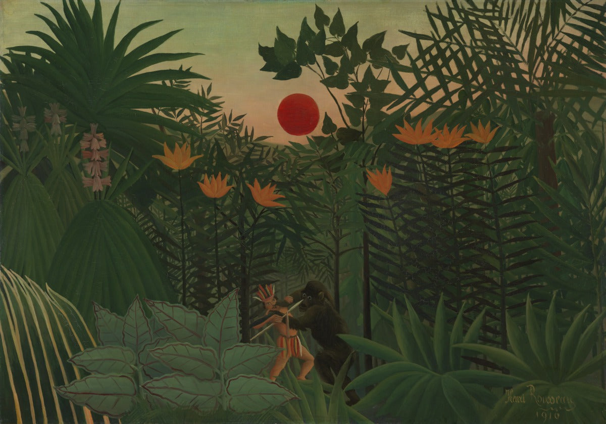 Paysage tropical : lutte de l'Indien et du gorille - Henri Rousseau