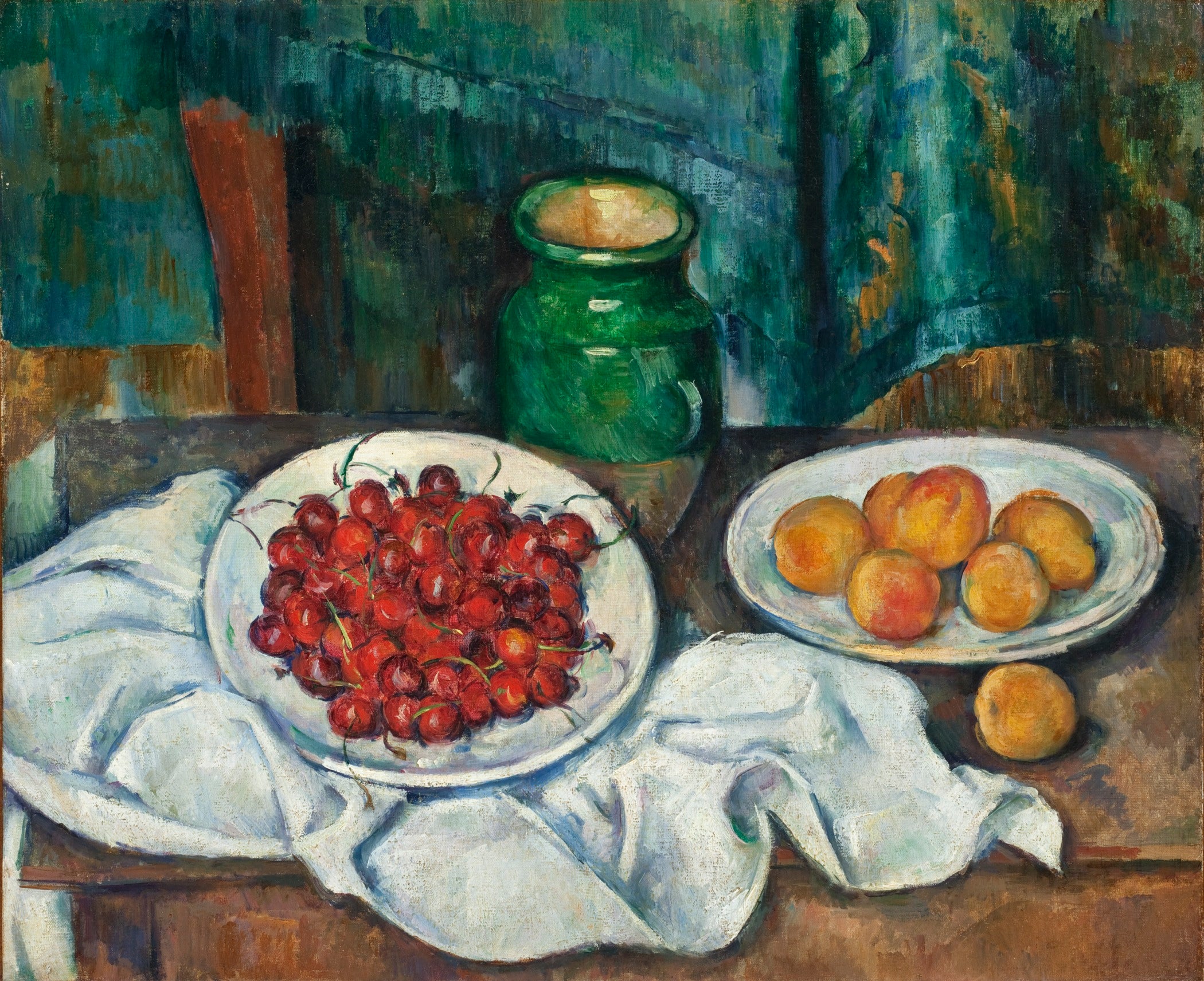 Reproduction du tableau « Nature morte au plat de cerises - Paul Cézanne » par Alpha Reproduction en peinture à l’huile