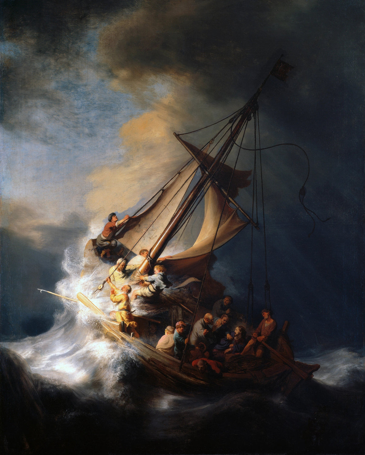 La Tempête sur la mer de Galilée de Rembrandt, vue entière du tableau volé en 1990
