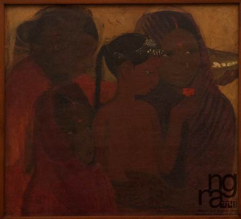 Femmes en rouge, Amrita Sher-Gil, Date non précisée par la NGMA, huile sur toile