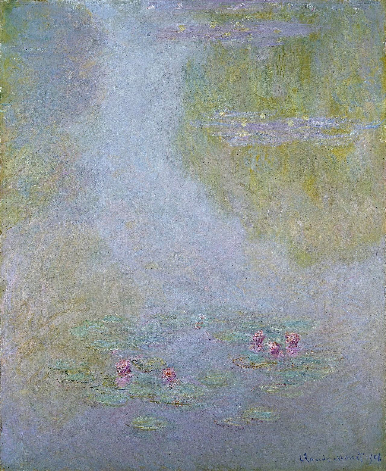 🌫️ ดอกบัว – เงาสะท้อนและความเงียบ, Claude Monet, 1908