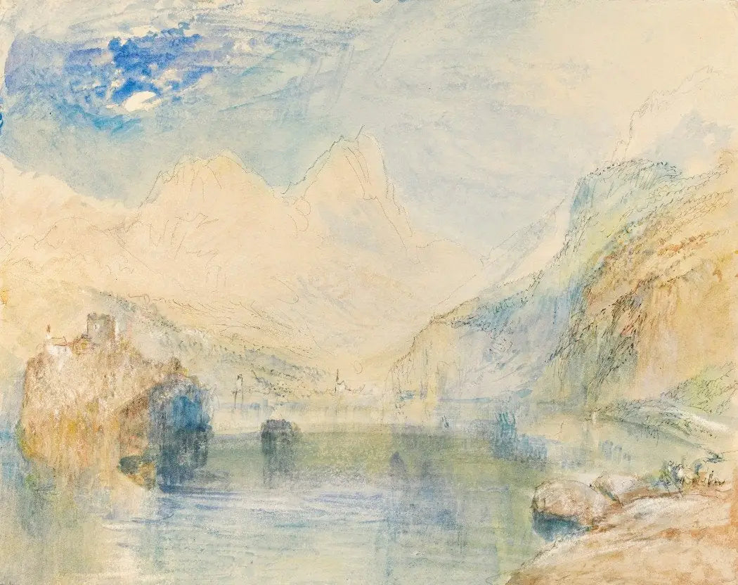 Reproduction du tableau « The Lauerzersee with Schwyz and the Mythen, Switzerland - J. M. W. Turner » par Alpha Reproduction en peinture à l’huile