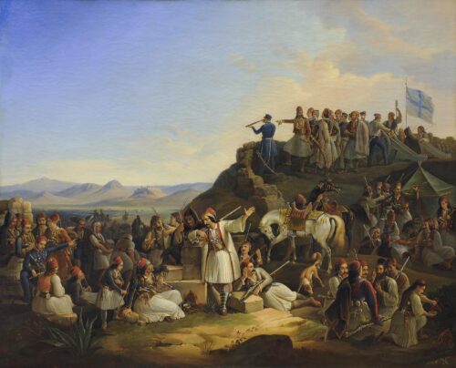 Le Camp de Karaiskakis, Theodoros Vryzakis, 1855, Oil on canvas