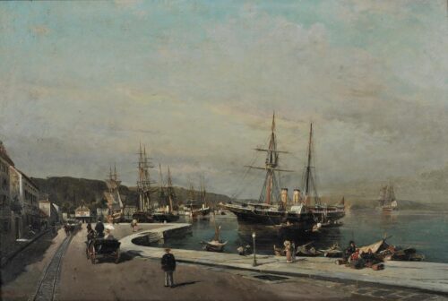 Le Port de Volos, Konstantinos Volanakis, date non précisée, Oil on panel