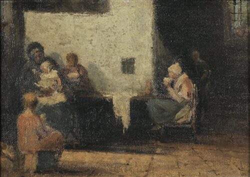 Scène de famille, Georgios Iakovidis, date non précisée, Oil on canvas