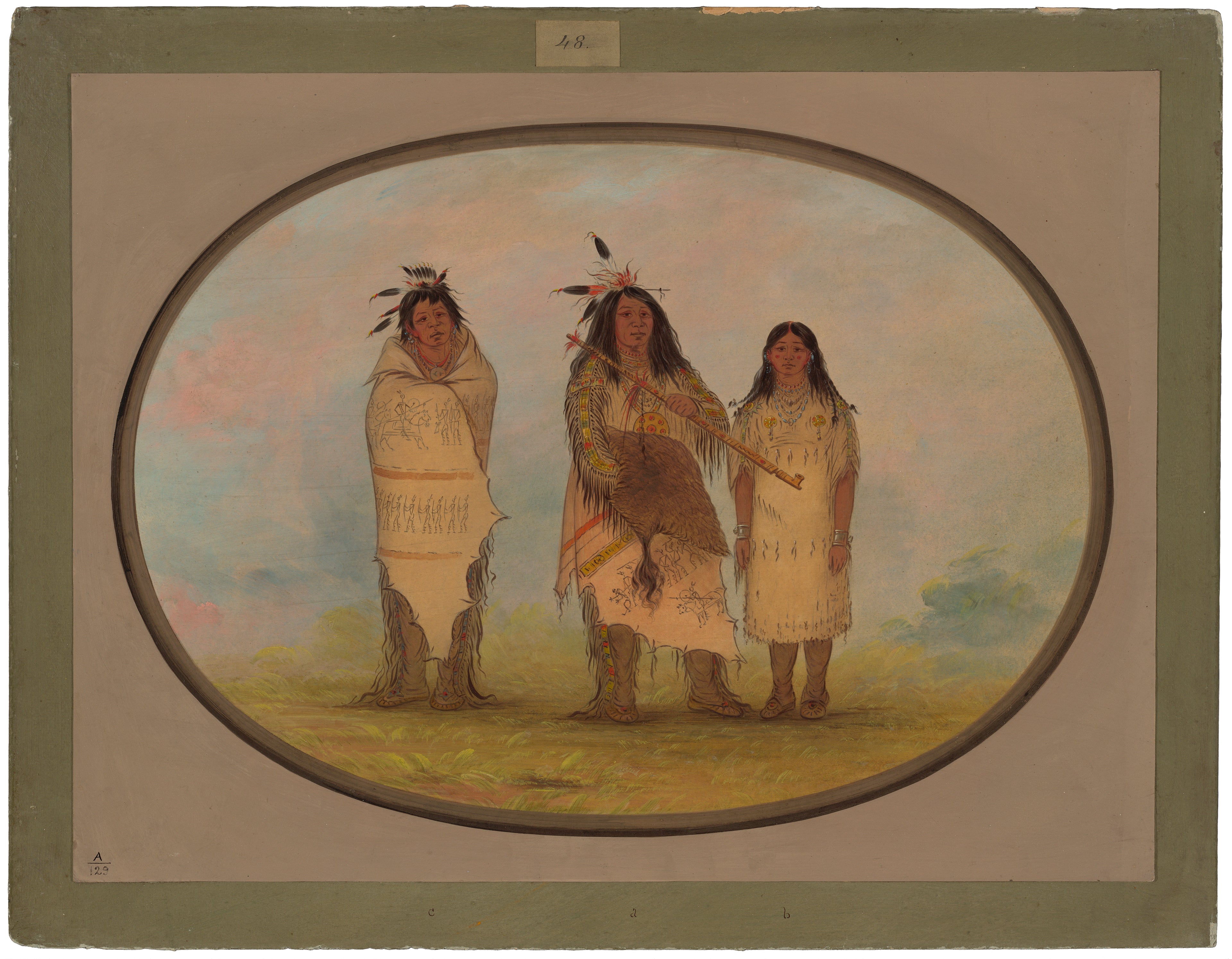 Un chef cheyenne, sa femme et un guérisseur - George Catlin