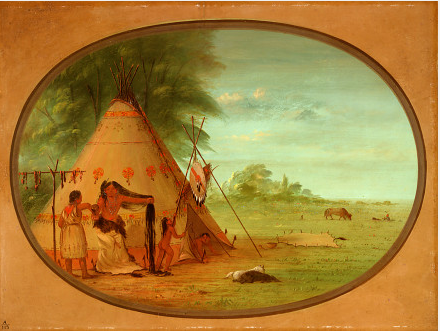 Un chef corbeau à sa toilette - George Catlin