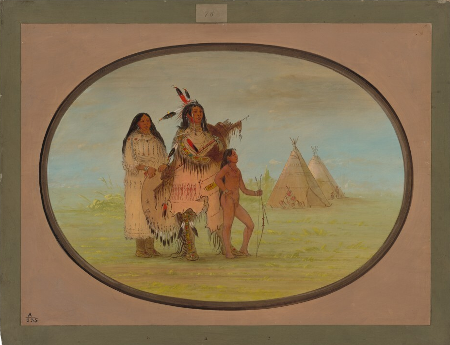 Un guerrier K'nisteneux et sa famille - George Catlin