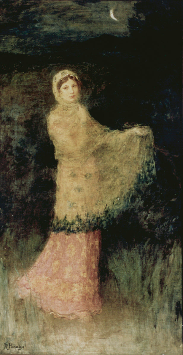 Dame au clair de lune — Félix Resurrección Hidalgo, vers 1885, Huile sur toile