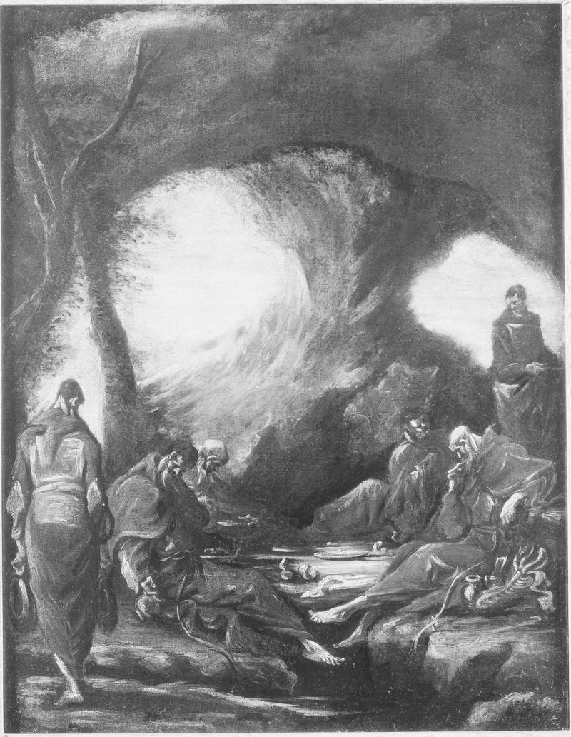 Des moines dans une grotte - Alessandro Magnasco