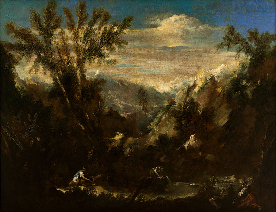 Paysage alpin avec des figures - Alessandro Magnasco