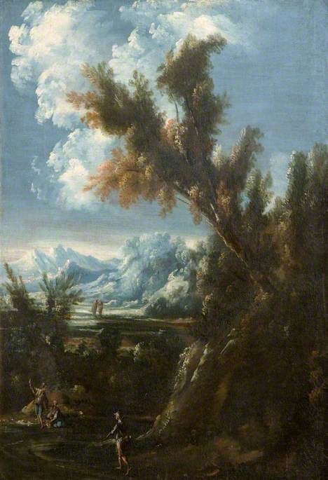 Paysage montagneux et boisé avec des personnages - Alessandro Magnasco