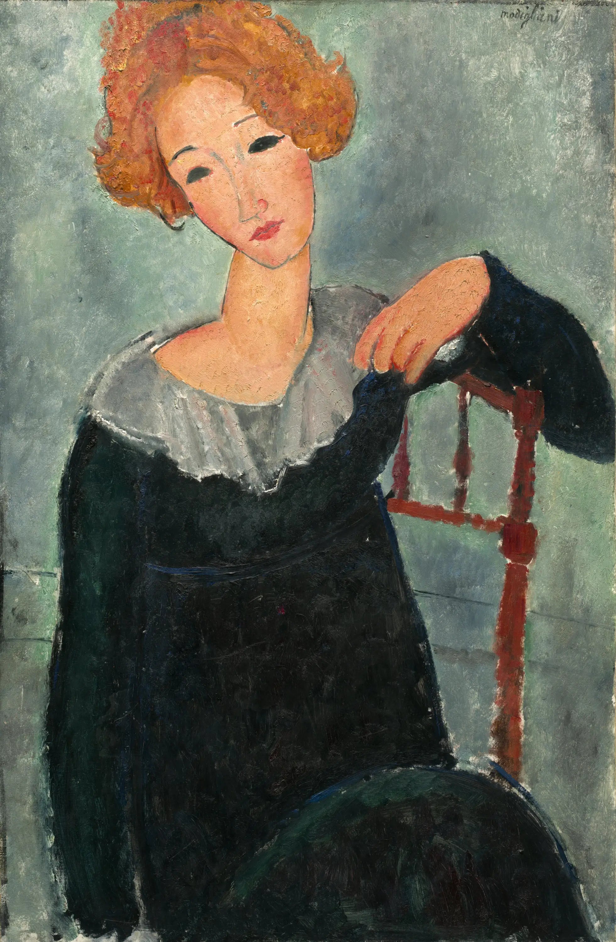 Reproduction du tableau « Femme aux cheveux roux - Amedeo Modigliani » par Alpha Reproduction en peinture à l’huile
