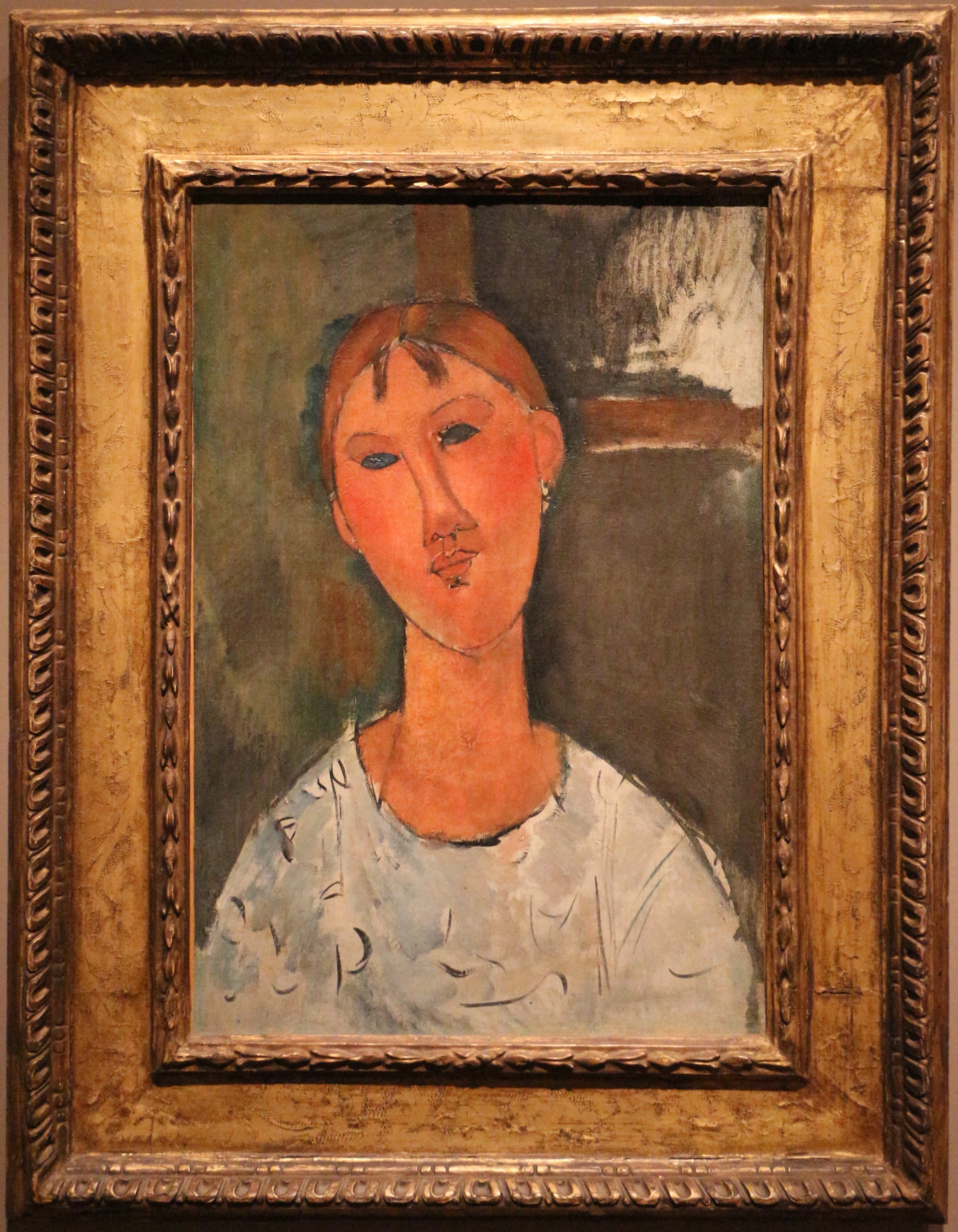 Reproduction du tableau « Fille en chemisier blanc - Amedeo Modigliani » par Alpha Reproduction en peinture à l’huile