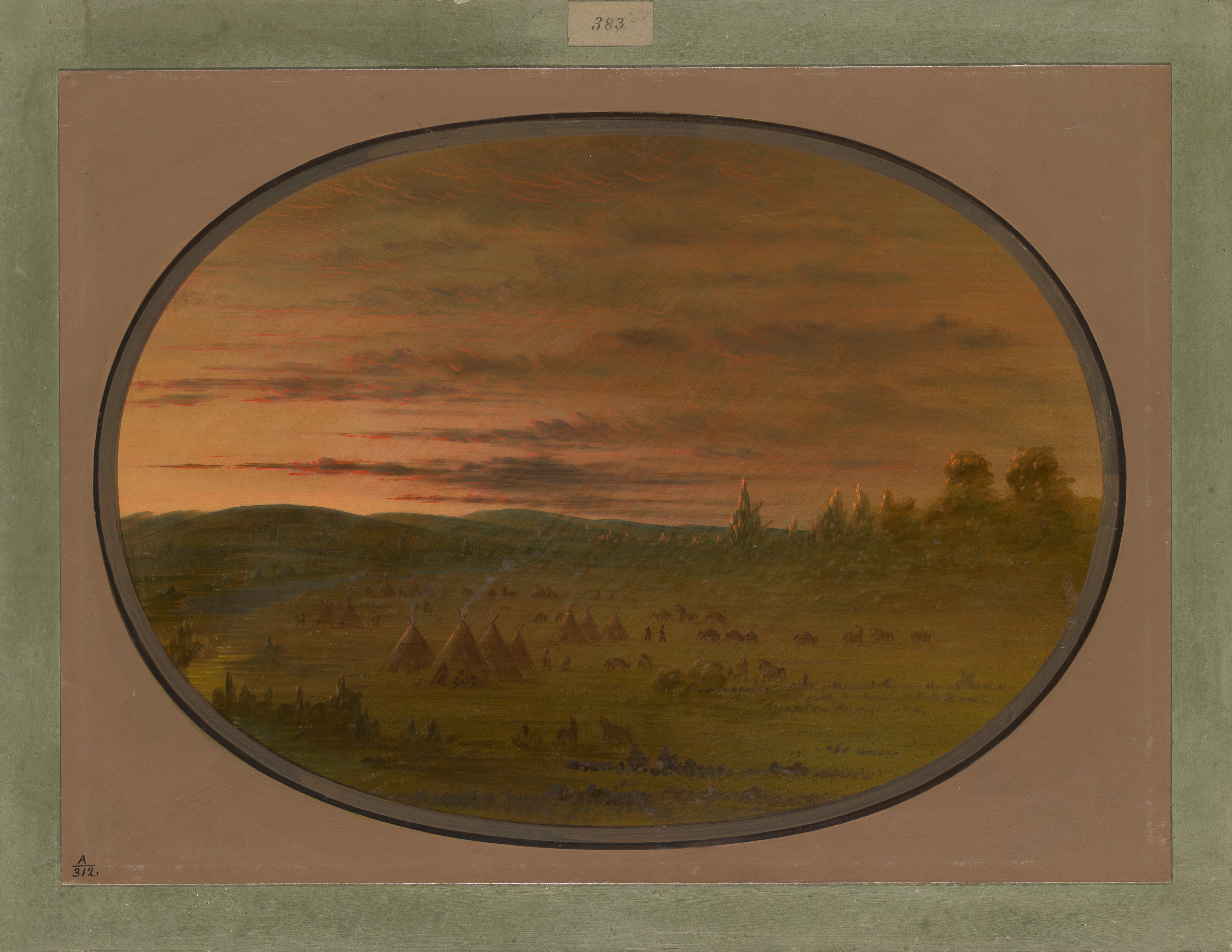 Un campement indien au coucher du soleil - George Catlin