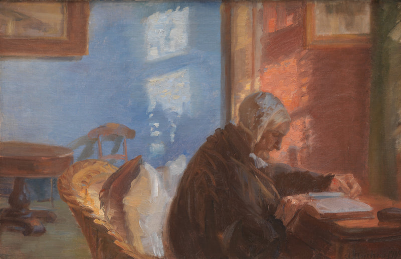 แม่ของศิลปิน Ane Hedvig Brøndum ในห้องสีแดง - Anna Ancher