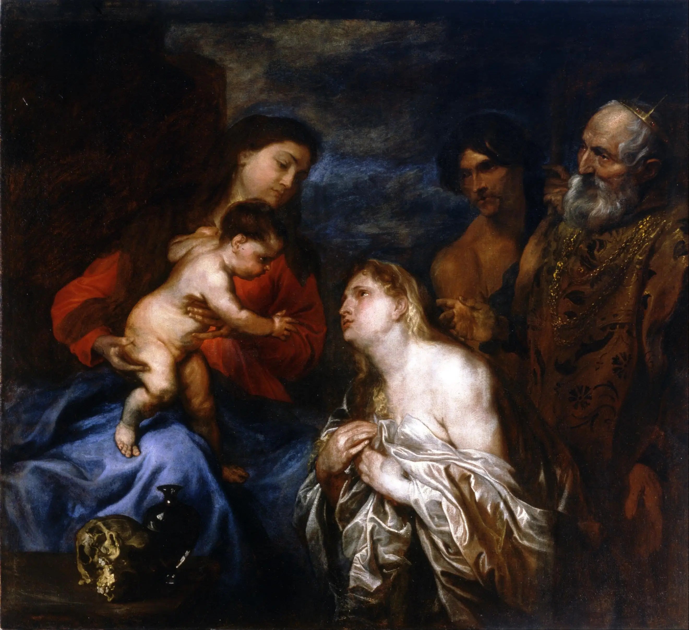 La Vierge et l’Enfant avec les trois pécheurs repentants Marie-Madeleine le roi David et le fils prodigue - Antoine van