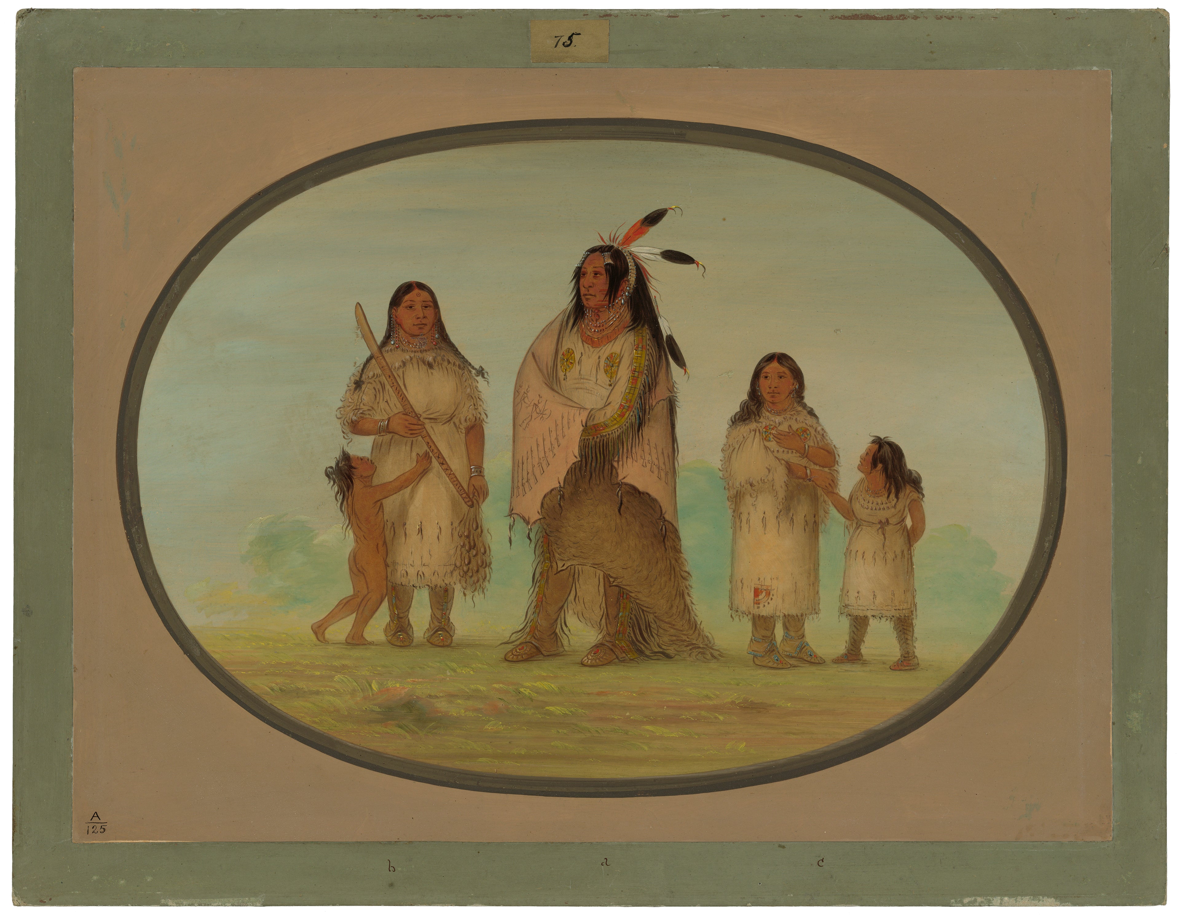 Guerrier Assinneboine et sa famille - George Catlin