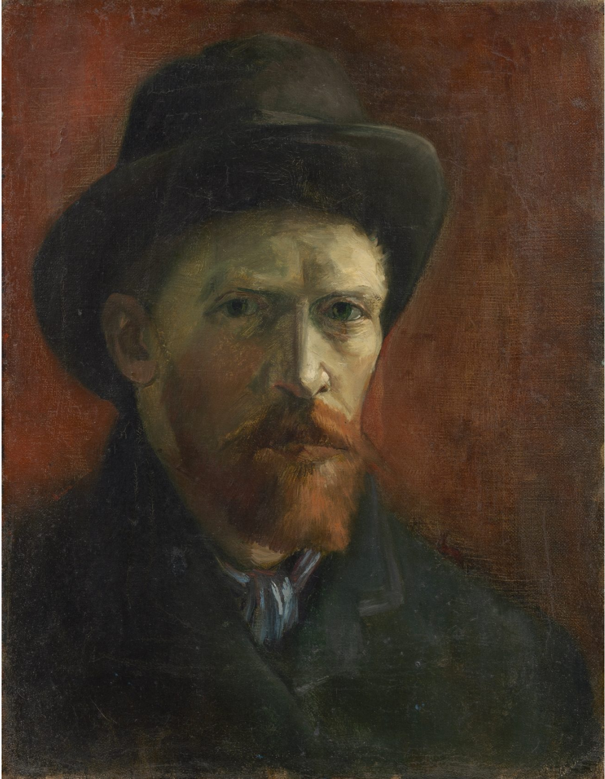 🎩 ภาพเหมือนตนเองกับหมวกเฟลท์สีเข้ม – Vincent van Gogh (1886)