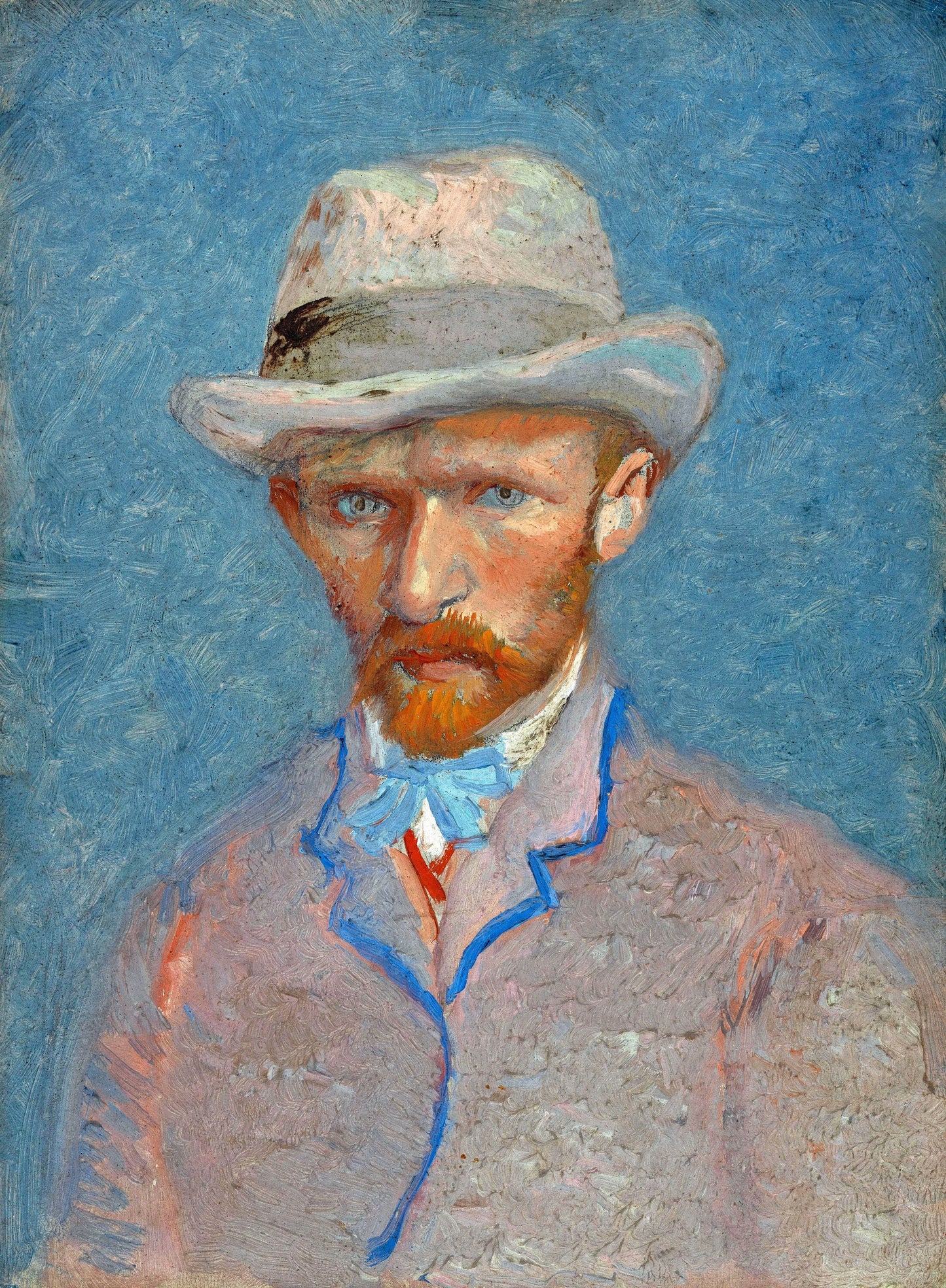 🎩 ภาพเหมือนตนเองกับหมวกฟางสีเทา – Vincent van Gogh (1887)