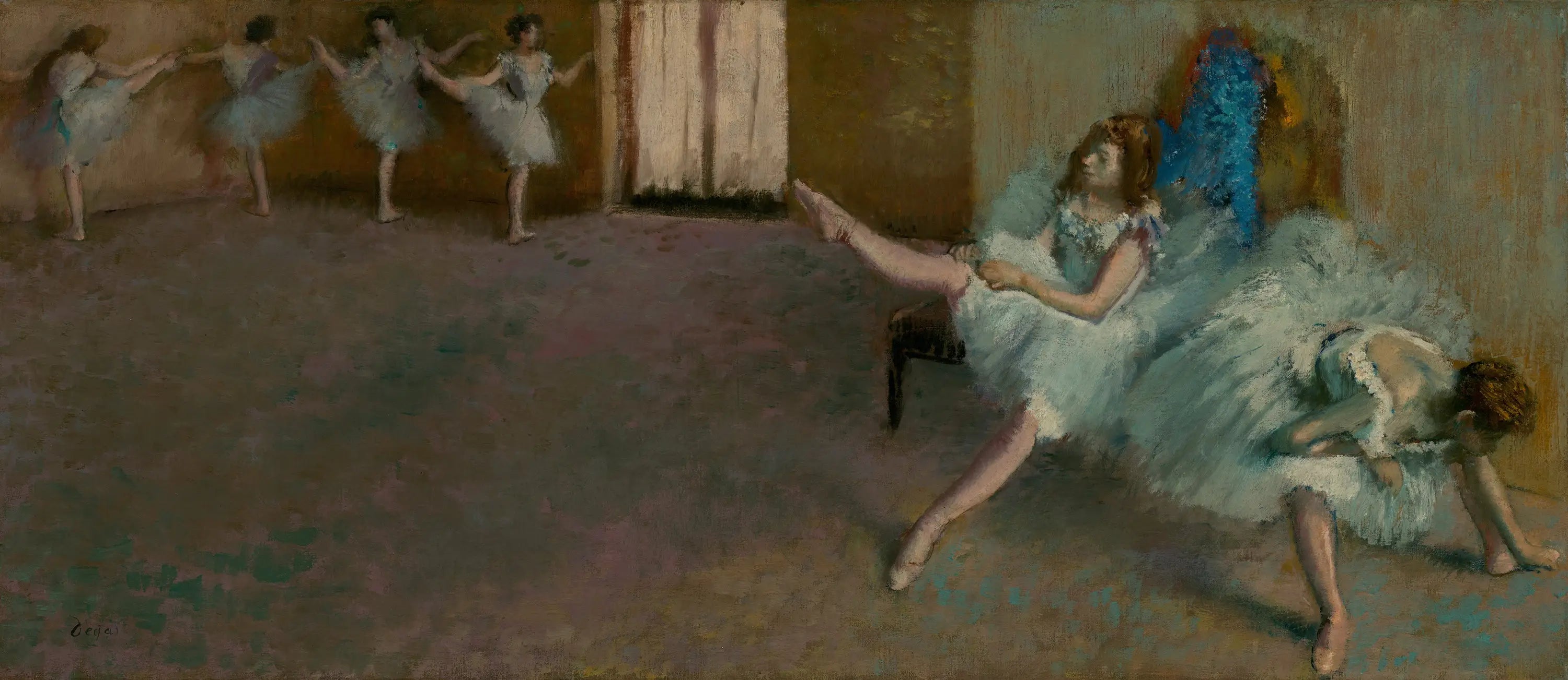 Reproduction du tableau « Avant le ballet - Edgar Degas » par Alpha Reproduction en peinture à l’huile