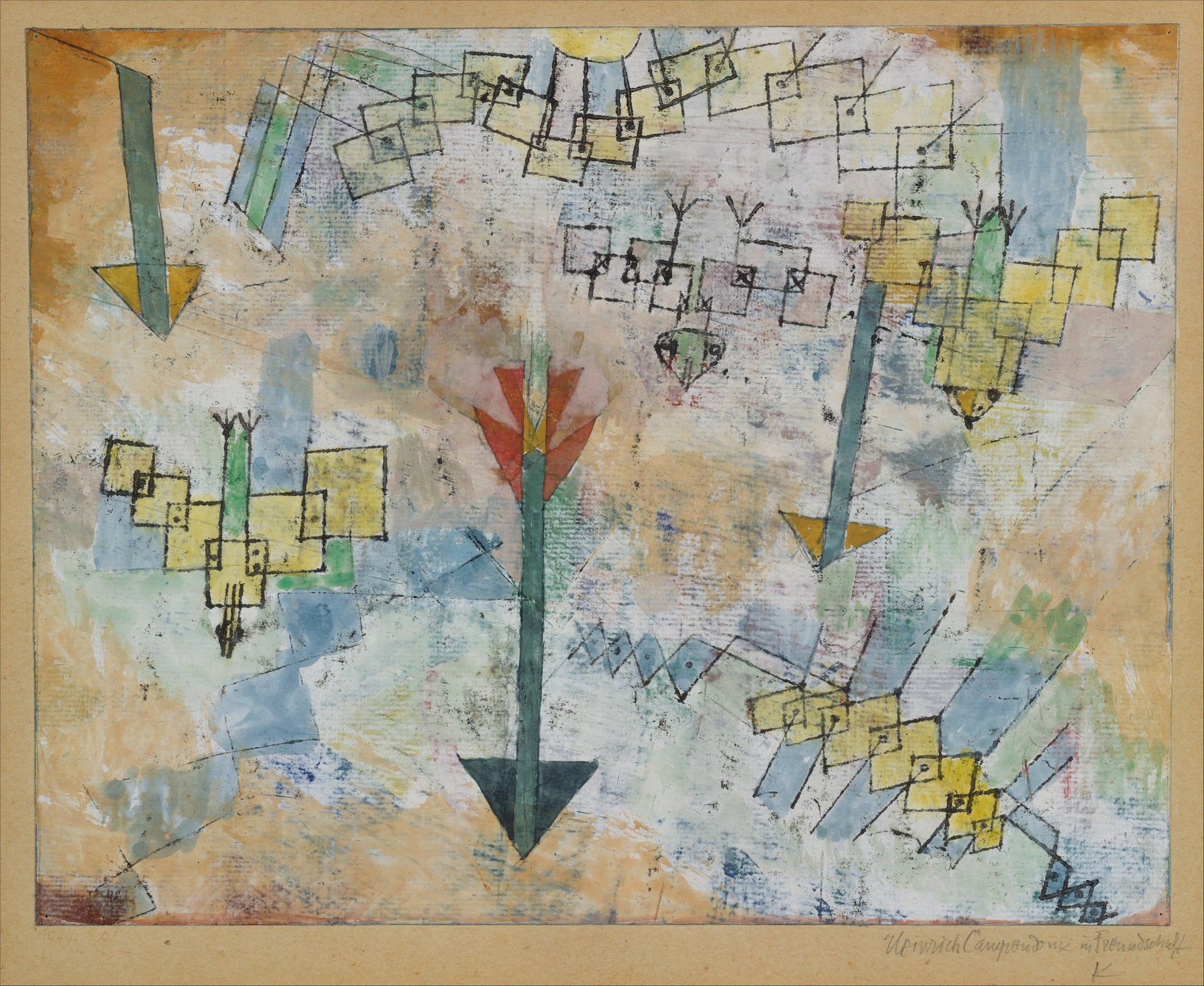 Birds Swooping Down and Arrows — Paul Klee