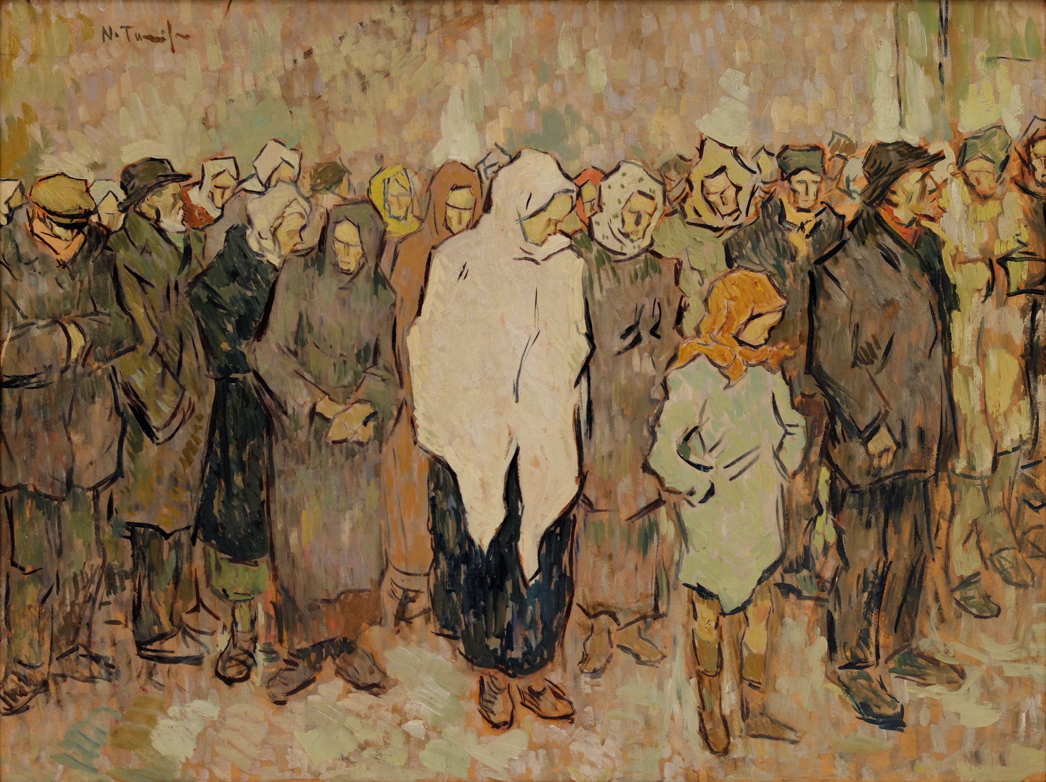 La File du pain, Nicolae Tonitza, 1910, peinture à l’huile