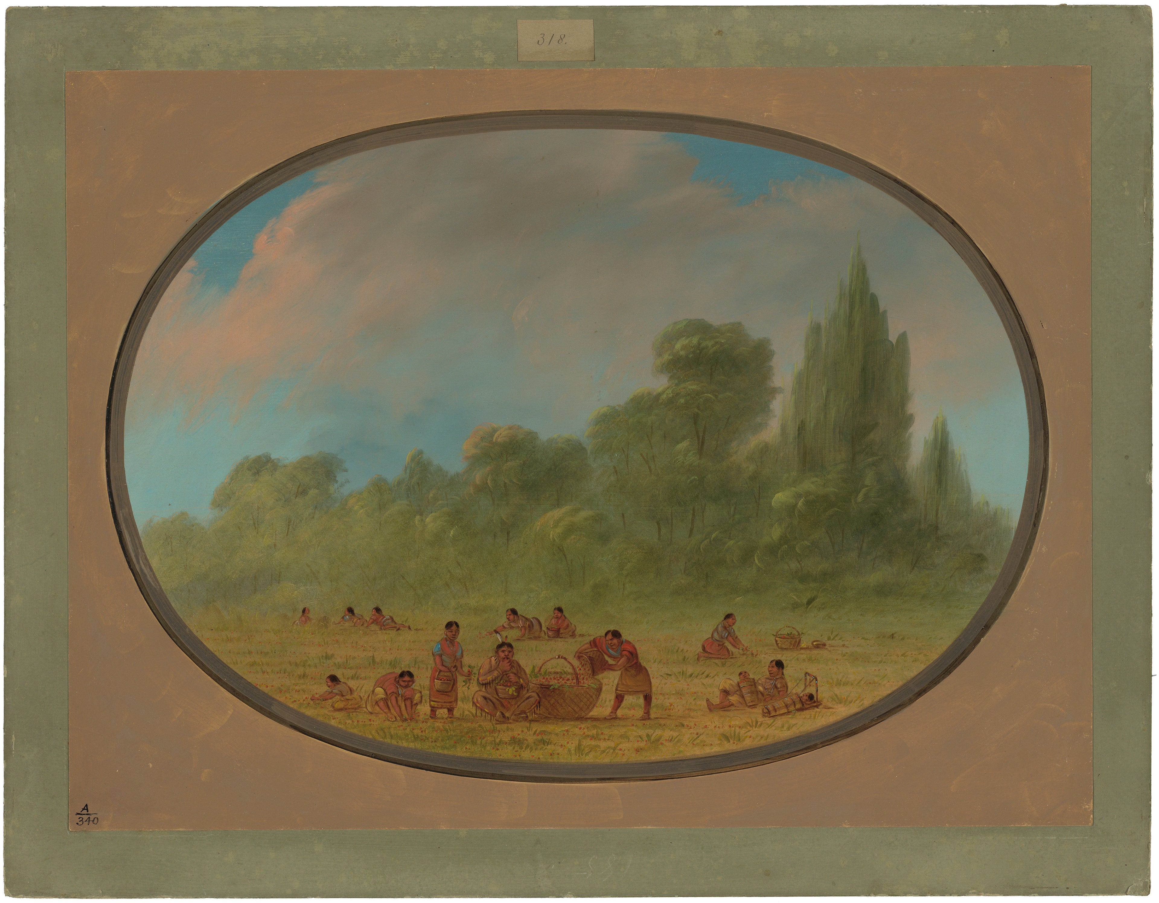 Indiens Caddoe cueillant des fraises sauvages - George Catlin