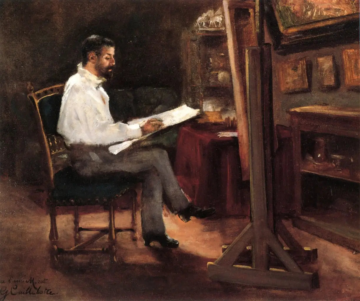 Reproduction du tableau « Le peintre Morot dans son atelier - Gustave Caillebotte » par Alpha Reproduction en peinture à l’huile