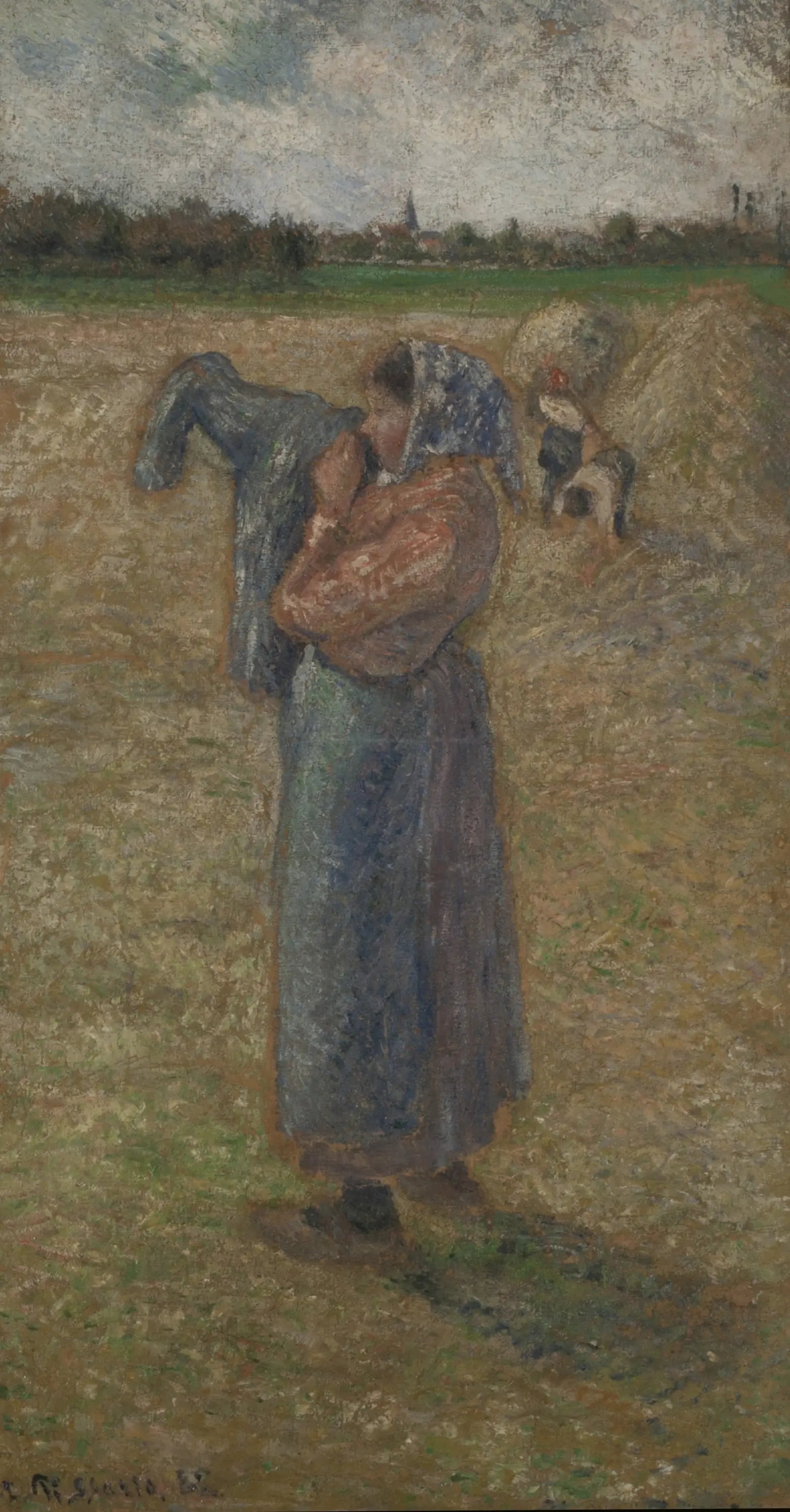 Reproduction du tableau « Femme dans un champ - Camille Pissarro » par Alpha Reproduction en peinture à l’huile