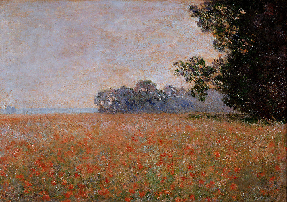 🌾 ทุ่งข้าวโอ๊ตกับดอกป๊อปปี้ – Claude Monet (ประมาณปี 1890)