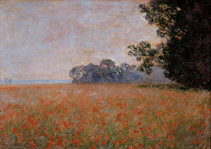 🌾 ทุ่งข้าวโอ๊ตกับดอกป๊อปปี้ – Claude Monet (ประมาณปี 1890)