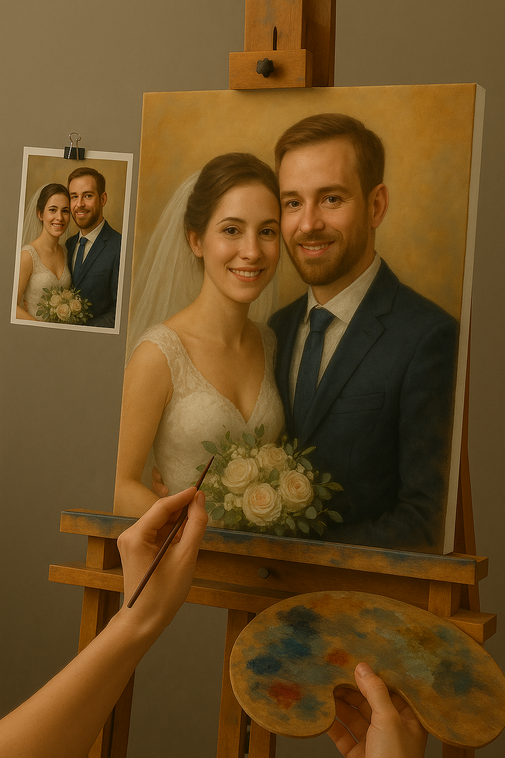 💍 ภาพวาดแต่งงานปรับแต่งได้ – ภาพวาดสีน้ำมัน ความรู้สึกและความสง่างาม