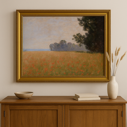 🌾 ทุ่งข้าวโอ๊ตกับดอกป๊อปปี้ – Claude Monet (ประมาณปี 1890)