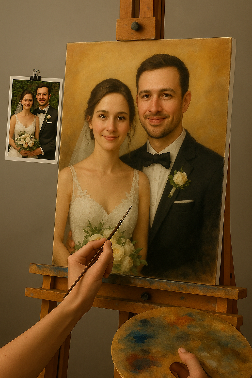 💍 ภาพวาดแต่งงานปรับแต่งได้ – ภาพวาดสีน้ำมัน ความรู้สึกและความสง่างาม