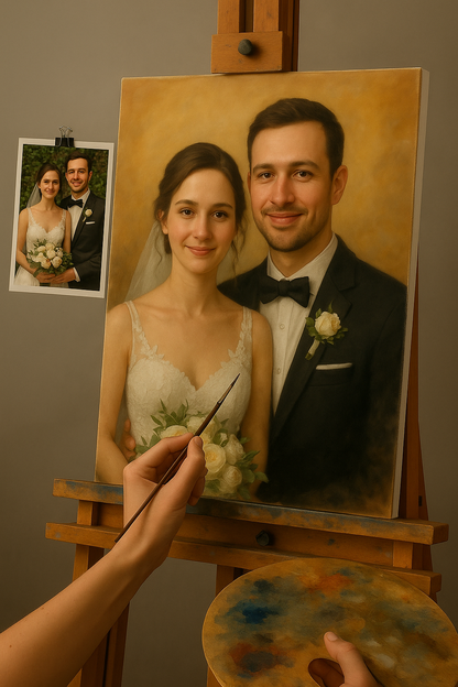 💍 ภาพวาดแต่งงานปรับแต่งได้ – ภาพวาดสีน้ำมัน ความรู้สึกและความสง่างาม