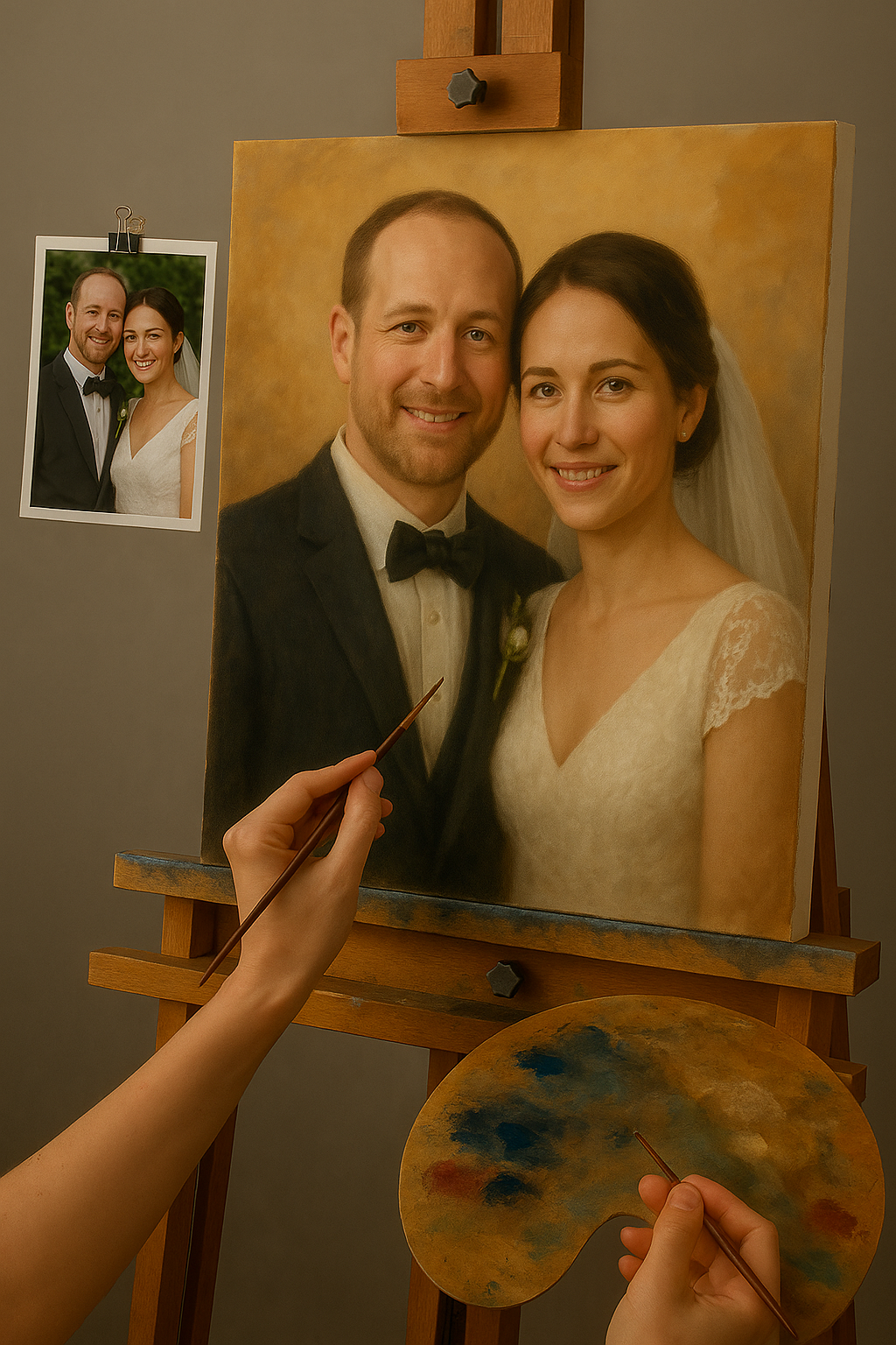 💍 ภาพวาดแต่งงานปรับแต่งได้ – ภาพวาดสีน้ำมัน ความรู้สึกและความสง่างาม