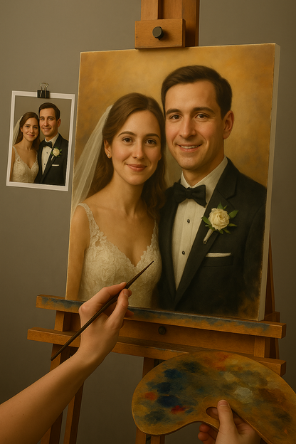 💍 ภาพวาดแต่งงานปรับแต่งได้ – ภาพวาดสีน้ำมัน ความรู้สึกและความสง่างาม