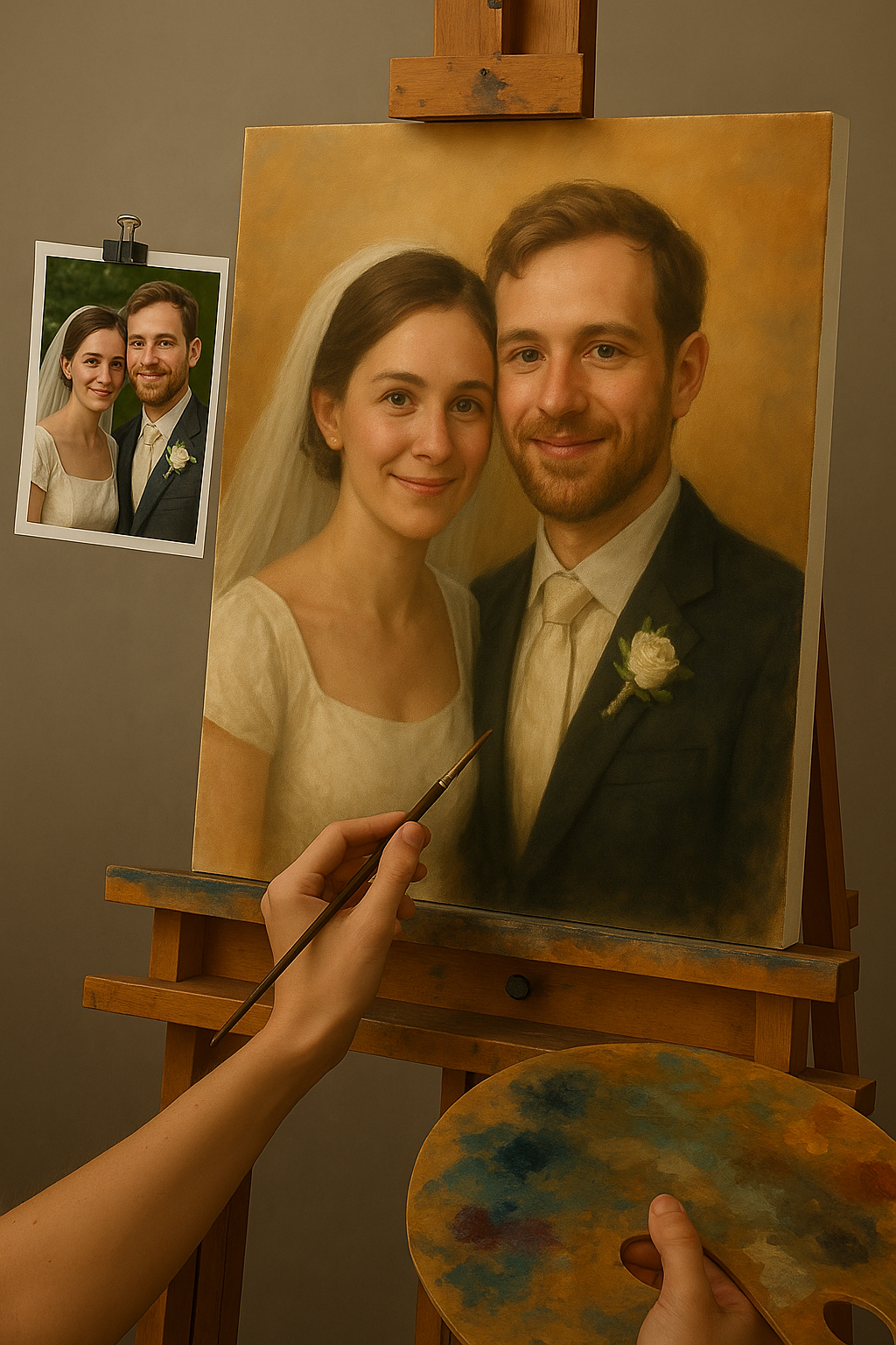 💍 ภาพวาดแต่งงานปรับแต่งได้ – ภาพวาดสีน้ำมัน ความรู้สึกและความสง่างาม