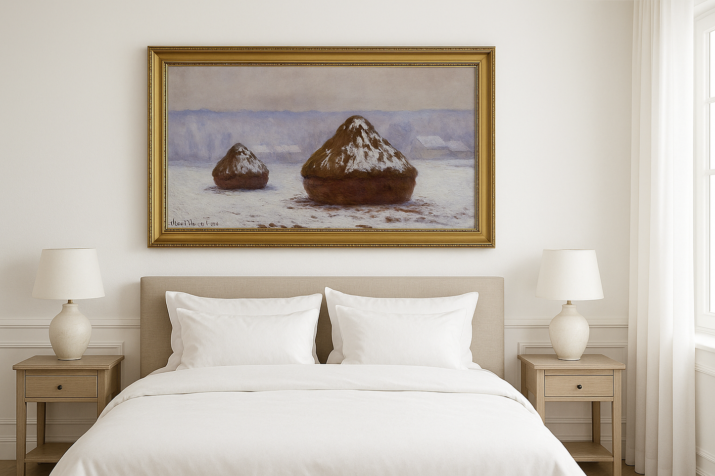 Meules, effet de neige ของ Claude Monet