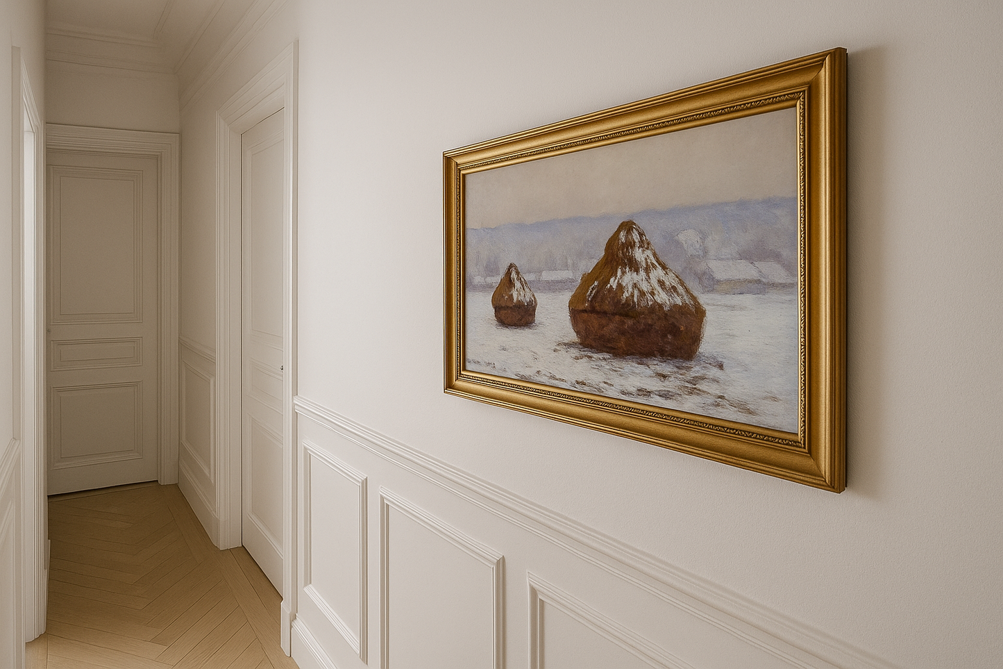 Meules, effet de neige ของ Claude Monet