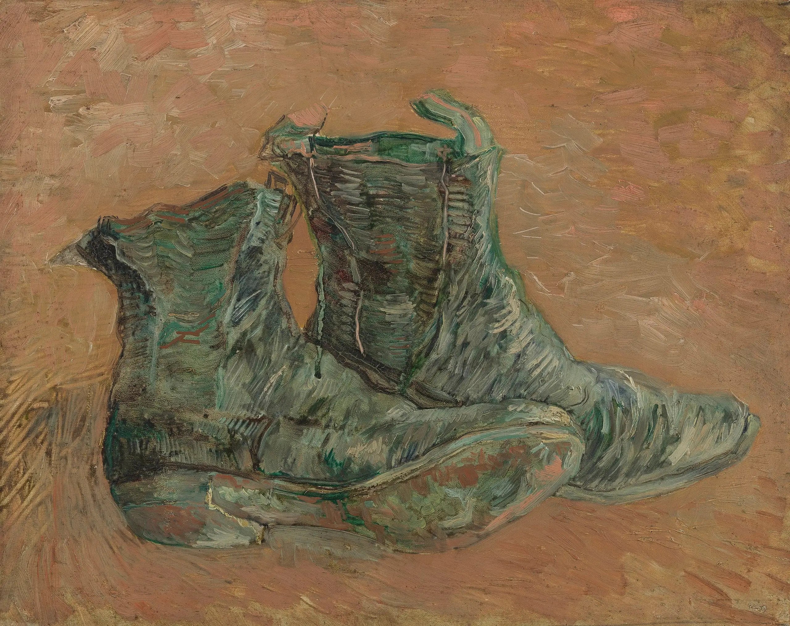 Reproduction du tableau « Chaussures - Vincent van Gogh » par Alpha Reproduction en peinture à l’huile