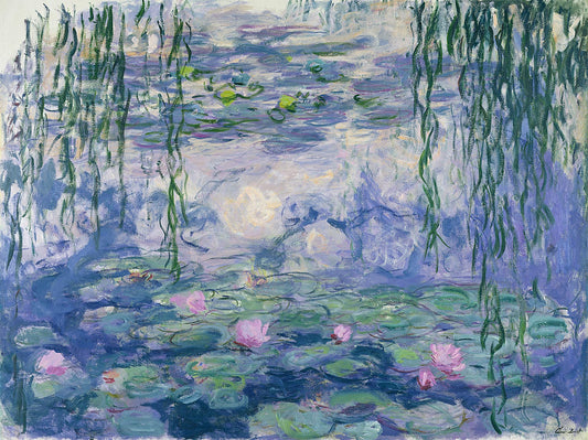 🌸 ดอกบัวและต้นหลิวร้องไห้ – Monet, ประมาณปี 1916-1919
